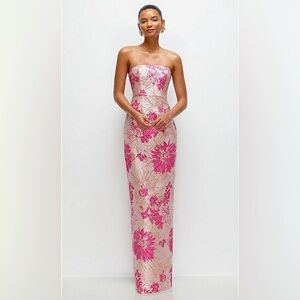 Alfred Sung HIBISCUS PINK STRAPLESS DRESS